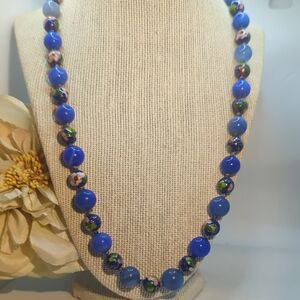 ⭐Blue Chalcedony and Cloisonne Bead Necklace